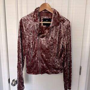 Mauve- colored, velvet texture jacket